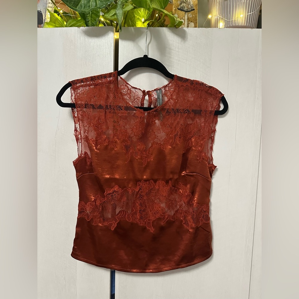 Anthropologie lace sheer back top